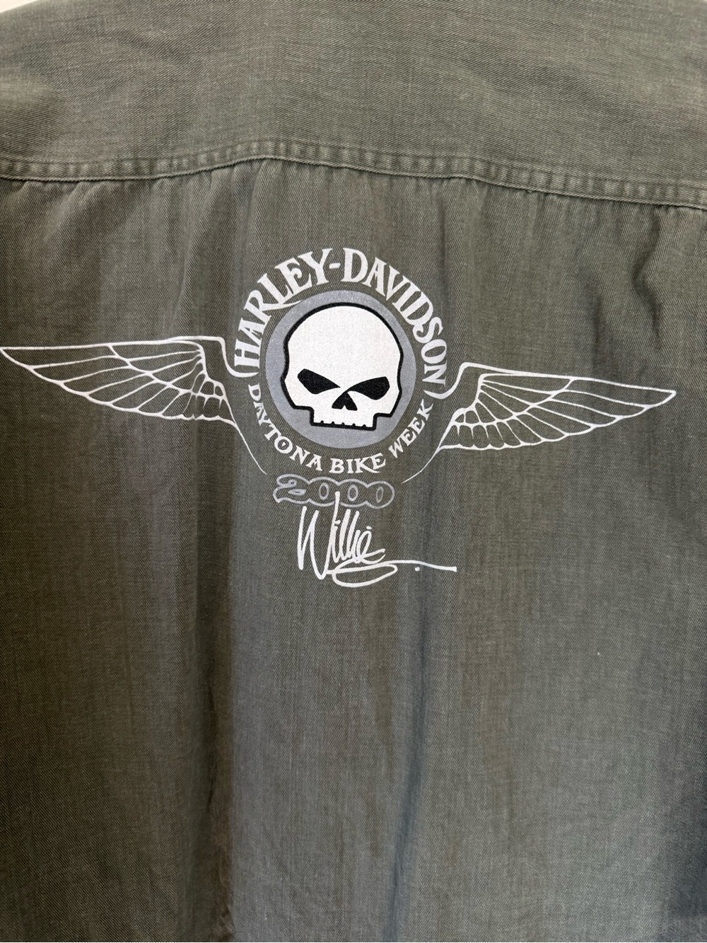 Vintage Harley Davidson Button Up | Olive Green | Daytona Bike Week | Y2K | Med - Picture 8 of 8